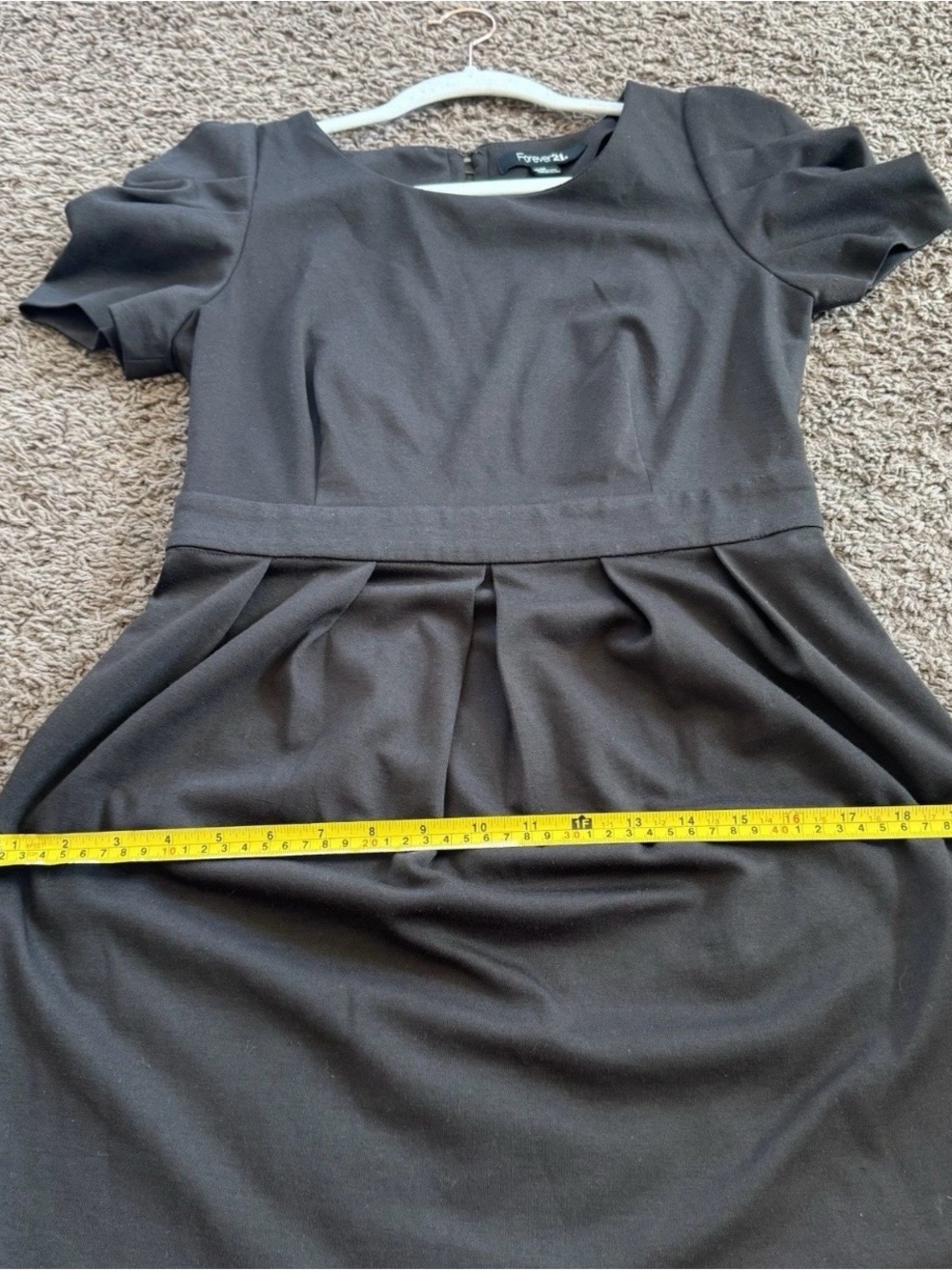 Forever 21 Black Pleated Waist Puff-Sleeve Mini Dress - Picture 10 of 10